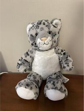 Build-A-Bear BAB Gray & White Snow Leopard Cat 16" Plush Stuffed Animal Toy